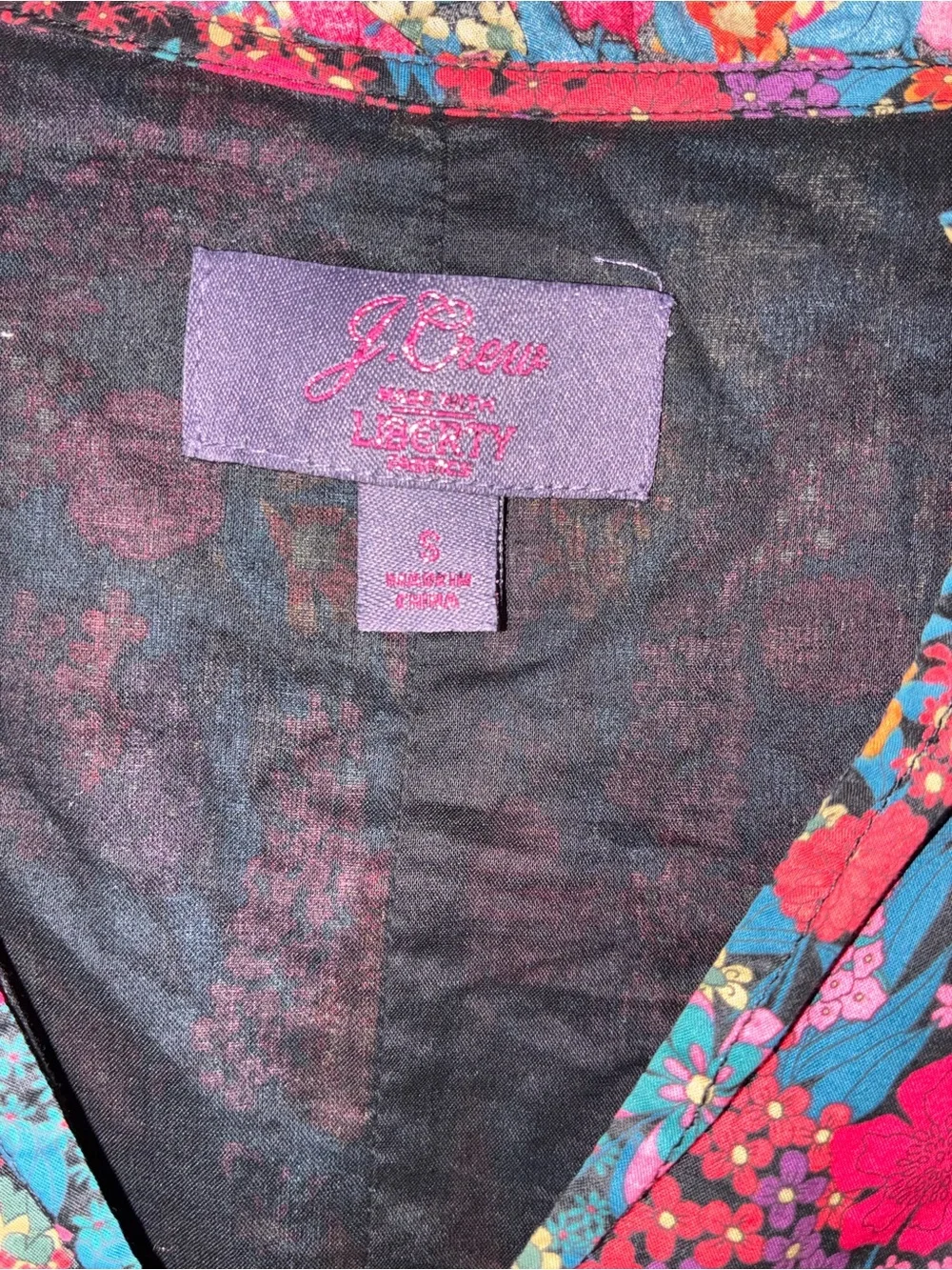J Crew Floral Tiered Liberty Fabrics Dress - Multicolor Pink & Teal sz S